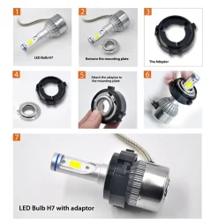TK109 2x H7 LED Bulb Holder Adapter Retainer Fit for Volkswagen Golf