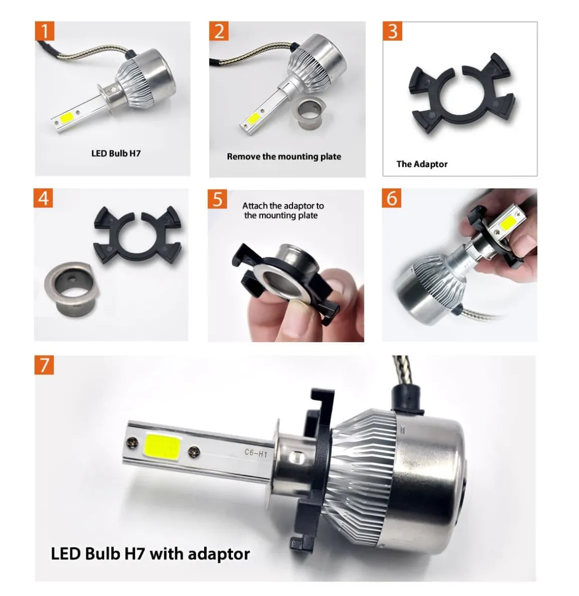 TK110 2x H1 LED Bulb Holder Adapter Retainer Fit for Honda Odyssey