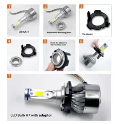 TK113 2x H7 LED Bulb Holder Adapter Retainer Fit for Volkswagen Lamando
