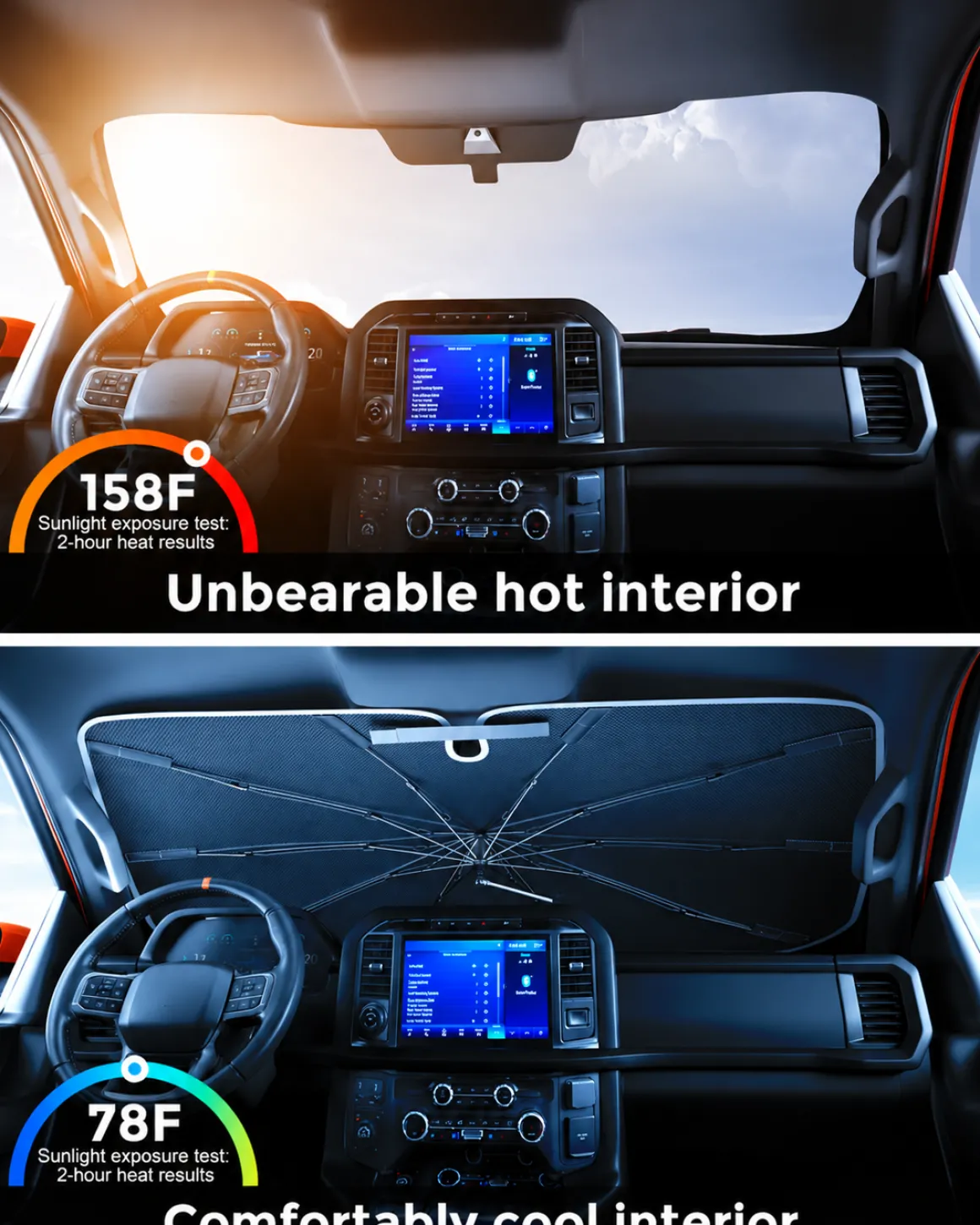 Weektic Windshield Sun Shade Umbrella for 2014-2026 Chevrolet Silverado 1500/2500/3500/EV