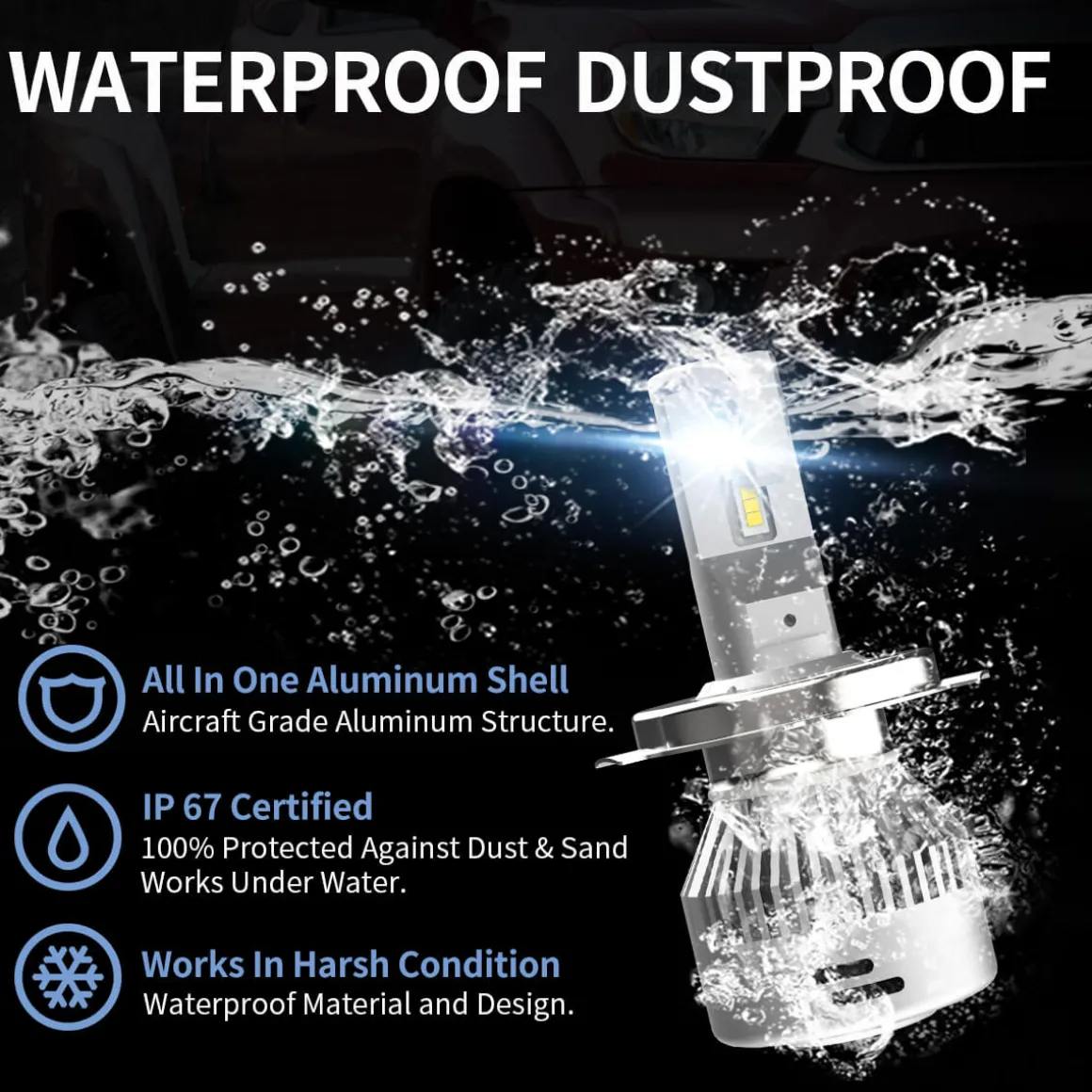 60W 9003 H4 HB2 LA Plus Series | 6,000LM 6000K LED Bulbs