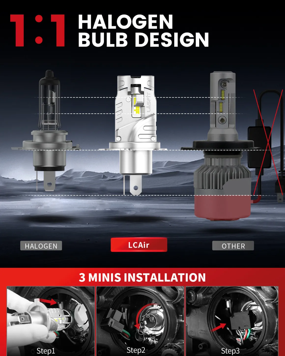 70W 9003 H4 HB2 LC Air Series | 7,000LM 6000K LED Bulbs