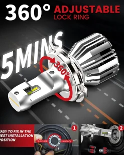 50W 9003 H4 HB2 LC Plus Series | 5,000LM 6000K LED Bulbs