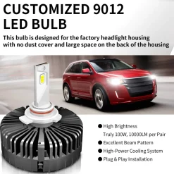 100W 9012 HIR2 Pro Series | 10,000LM 6000K LED Bulbs