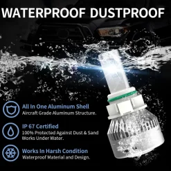 60W 5202 2504 PSX24W LA Plus Series | 6,000LM 6000K LED Fog Light Bulbs