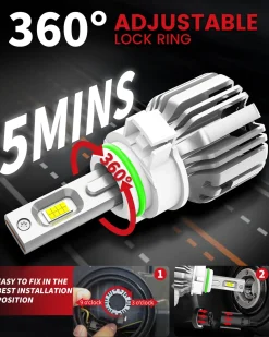 50W 5202 2504 PSX24W LC Plus Series | 5,000LM 6000K LED Fog Light Bulbs