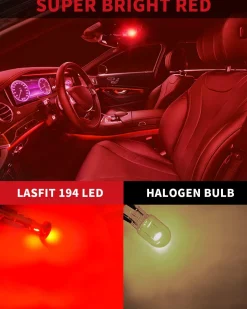 194 168 W5W CANBUS Error Free LED Third Brake Tail Light, Side Marker Bulbs | Brilliant Red, 2 Bulbs